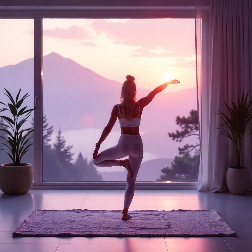 Kvinna gör yoga i en lugn studio